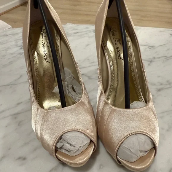 Champagne Peep-Toe Heels - Picture 2 of 5